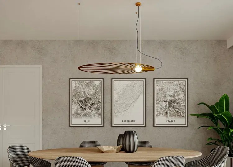 Złota nowoczesna lampa wisząca nad stół - EX596 R4-E44