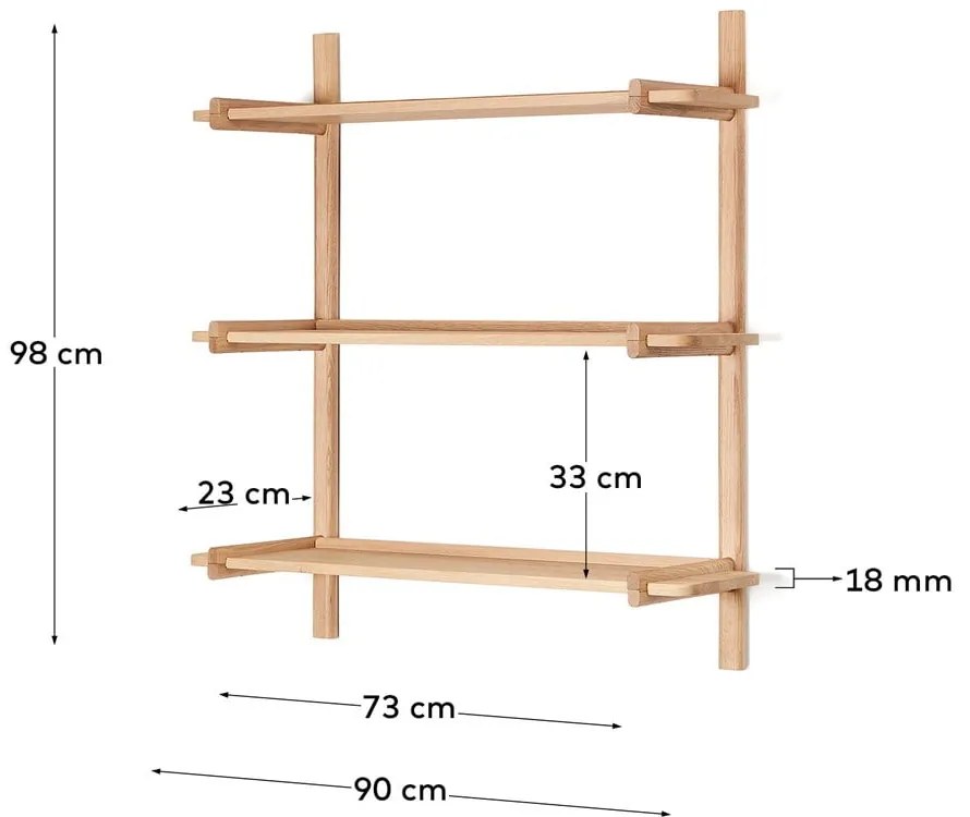 Modułowy system półek z litego drewna dębowego 90x98 cm Sitra – Kave Home
