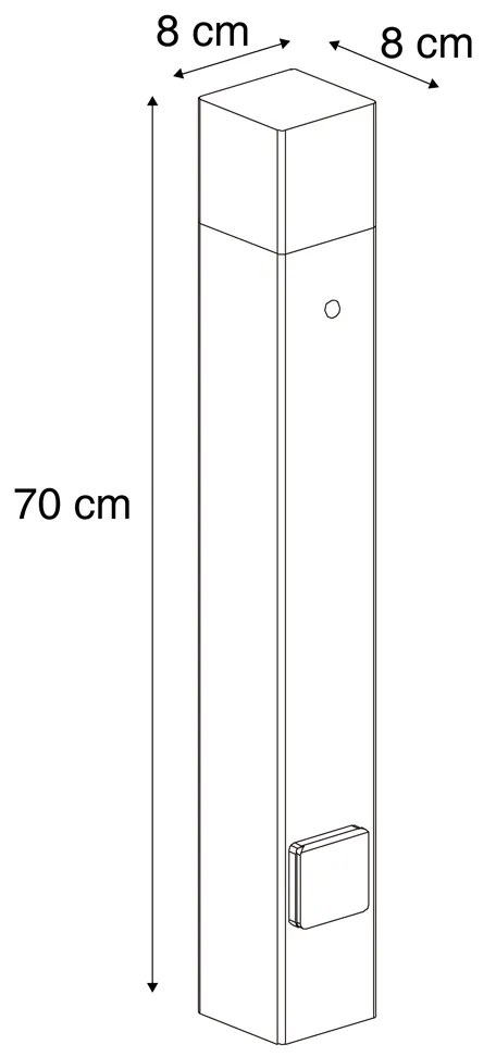 Zewnetrzna Industrialna lampa zewnętrzna słupkowa rdzawobrązowa z przydymionym szkłem 70 cm z czujnikiem zmierzchu IP44 - DaniaPrzemysłowy Oswietlenie zewnetrzne