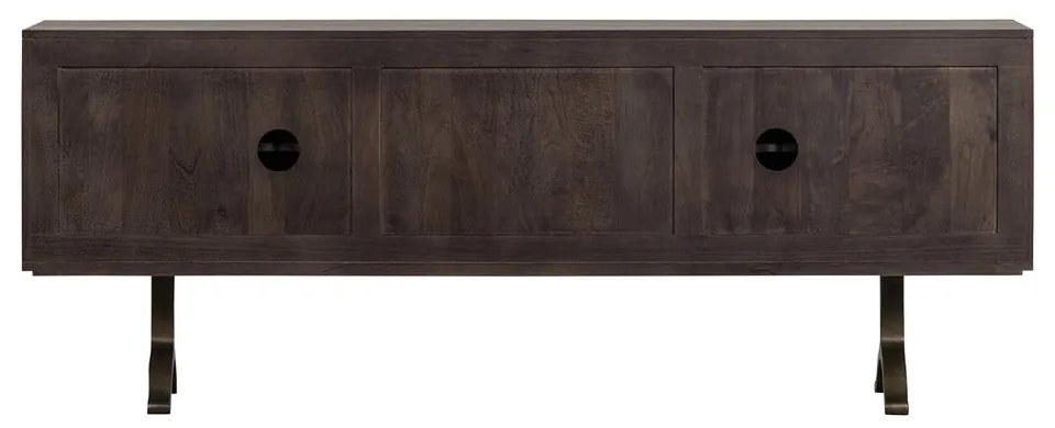 Ciemnobrązowa szafka pod TV z litego drewna mango 180x70x40 cm Draw – WOOOD