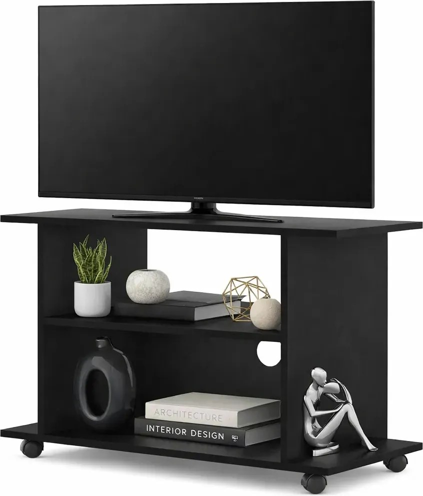 Czarna Szafka Rtv Na Kółkach F7-T53