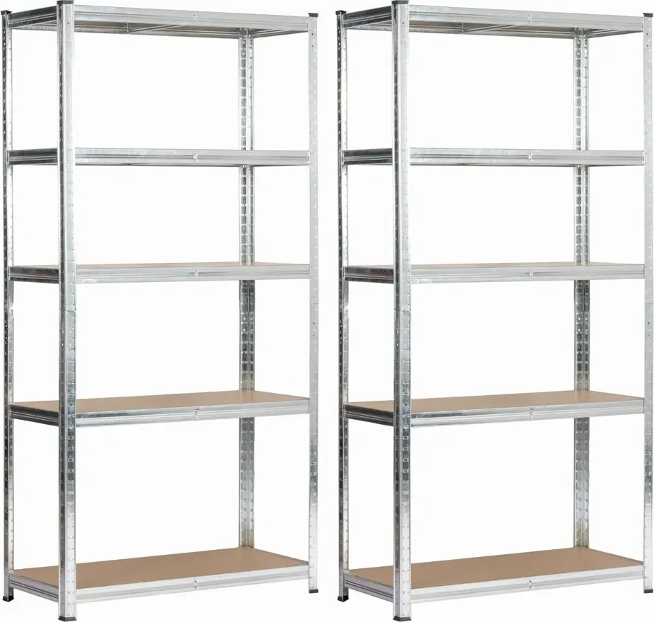 2 Metalowe Srebrne Regały Magazynowe R9-N49