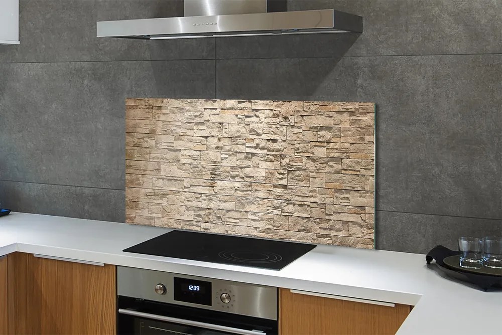 Szklany Panel Kompozycja Cegły i Kamienia