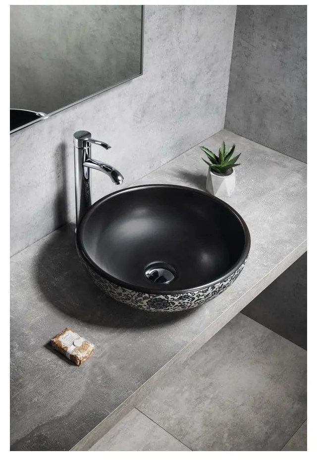 Czarna ceramiczna okrągła umywalka ø 41 cm Priori – Sapho