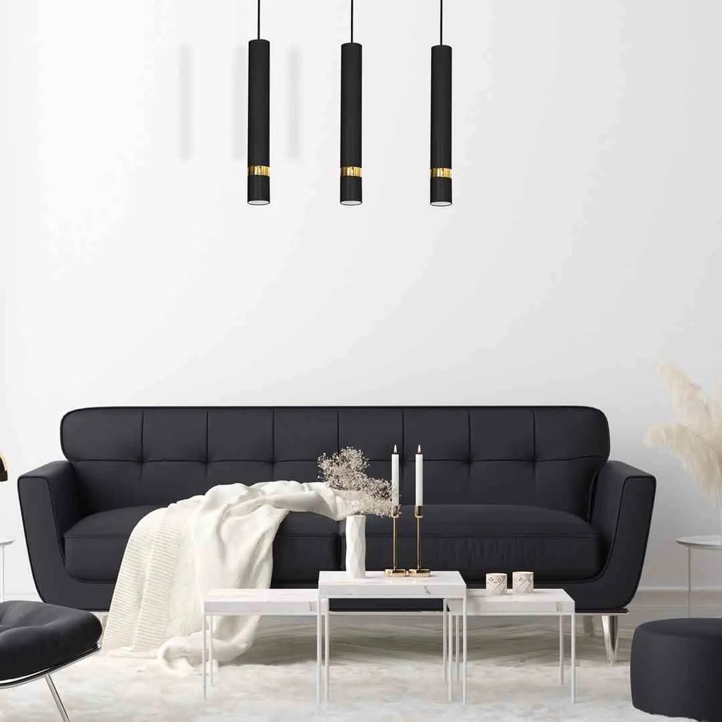 Lampa wisząca czarna, JOKER BLACK/GOLD 3xGU10