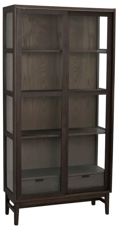 Brązowa witryna w dekorze dębu z drzwiami przesuwnymi 100x203 cm Hazelton – Rowico