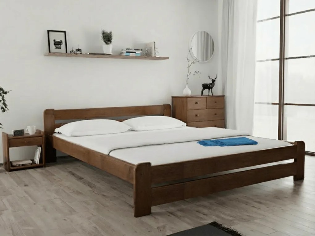 Łóżko Laura 140 x 200 cm, dąb Stelaż: Ze stelażem listwowym rolowanym, Materac: Materac Coco Maxi 20 cm