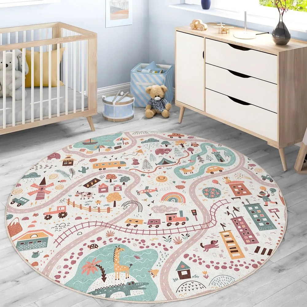 Dziecięcy dywan do zabawy odpowiedni do prania ø150 cm Furry World – Mila Home