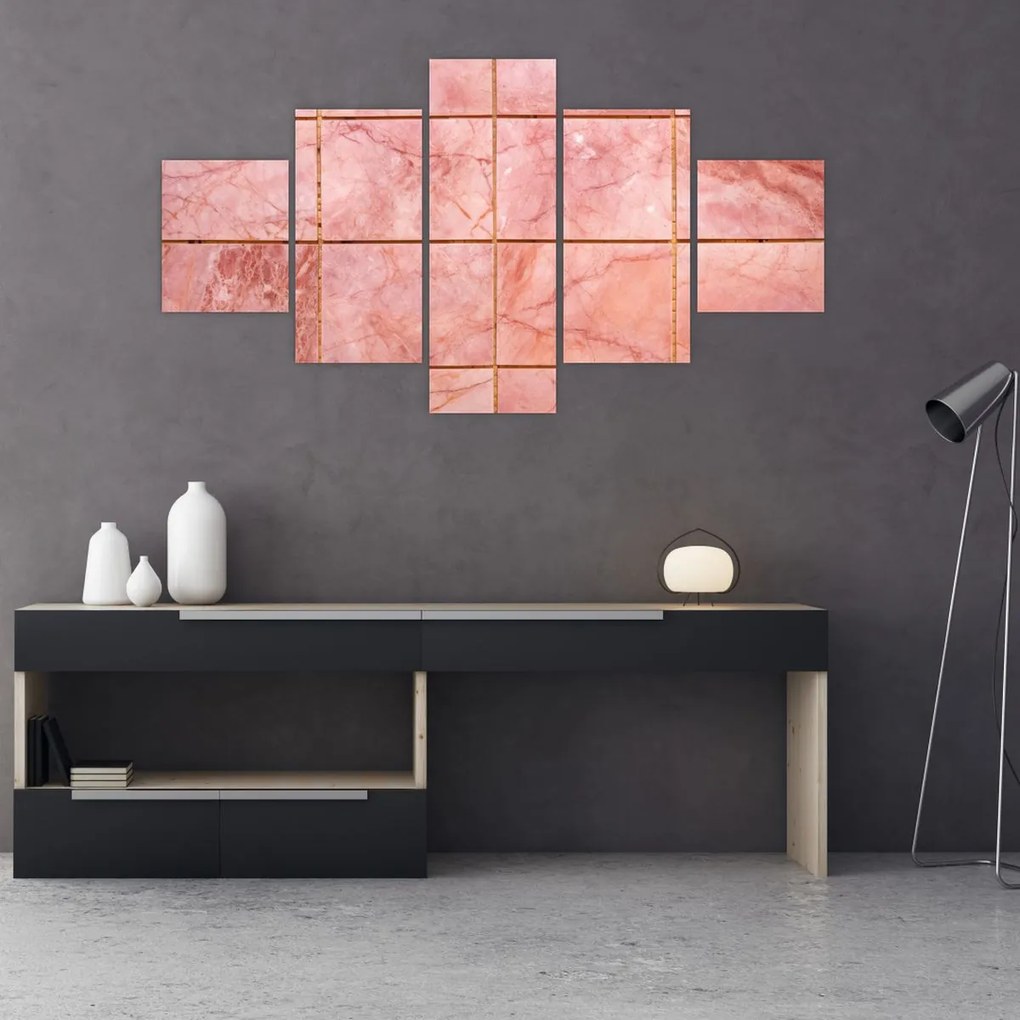 Obraz - Różowe, marmurkowe płytki (125x70 cm)