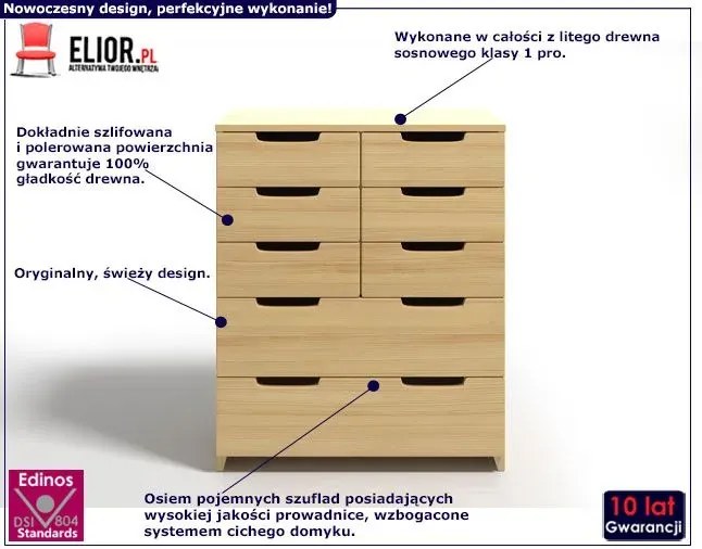 Komoda drewniana z szufladami Lilis 4X - 7 kolorów