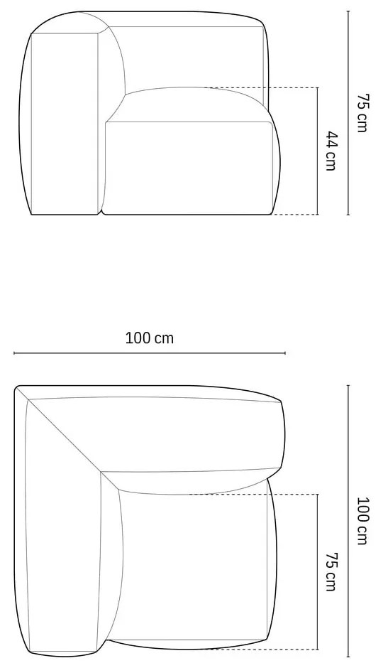 Ciemnoniebieski moduł sofy z materiału bouclé (strona zmienna) Martina – Micadoni Home