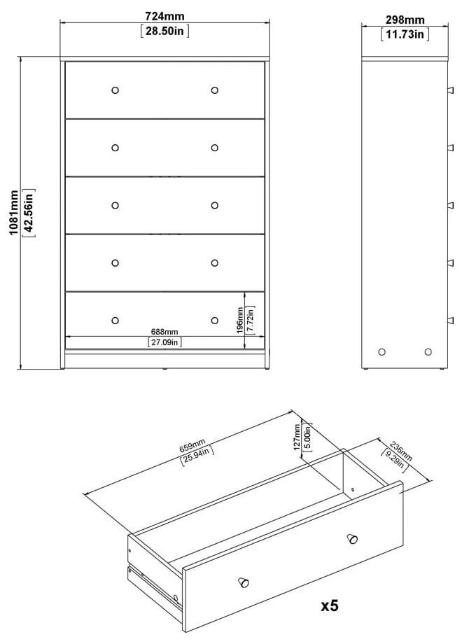 Biała komoda 72x108x30 cm May – Tvilum