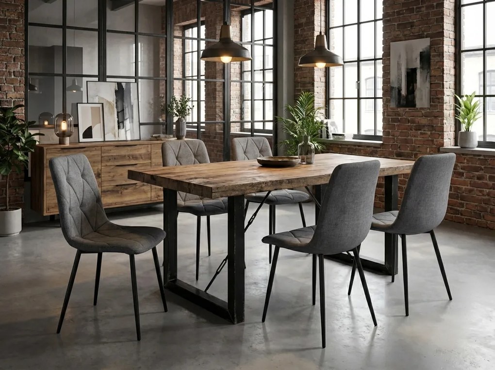 Ciemnoszare krzesło LIBRA STONE GREY z czarnymi nogami