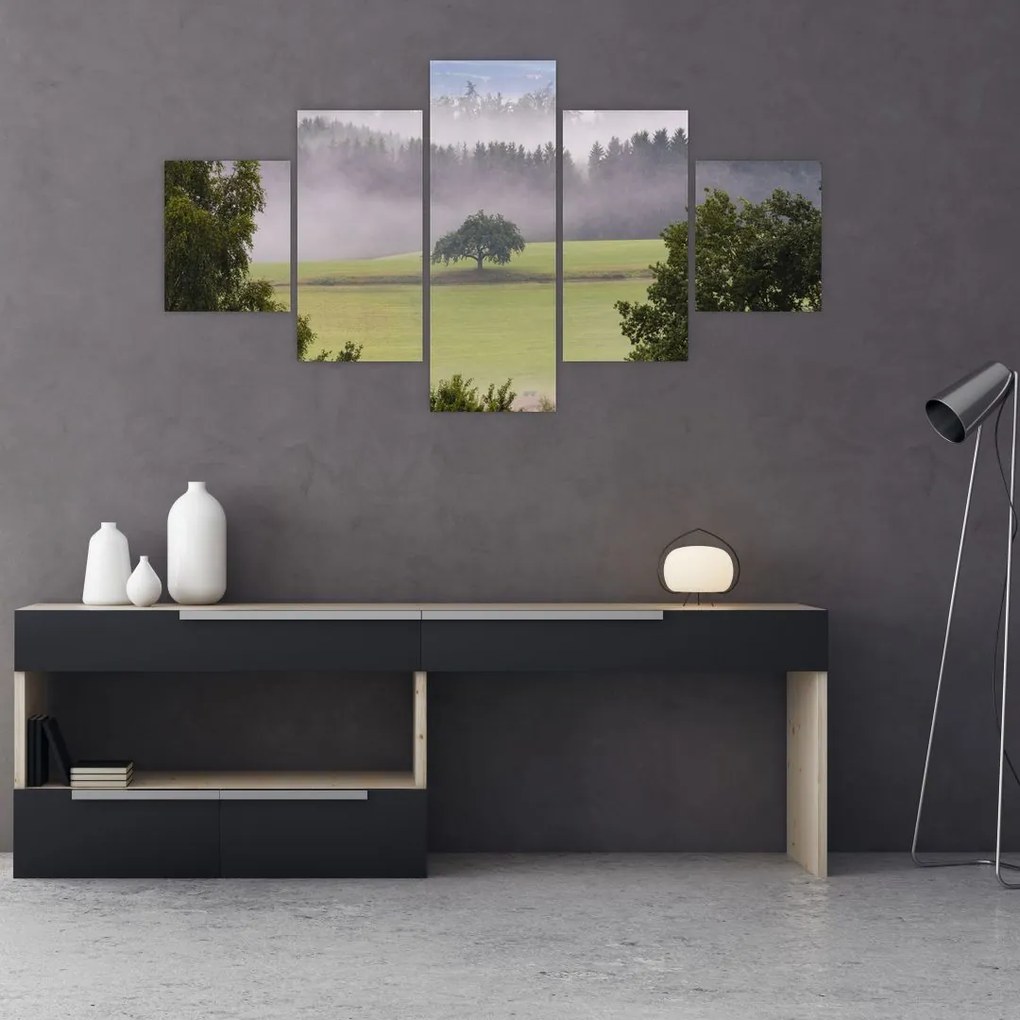 Obraz łąki z drzewem (125x70 cm)