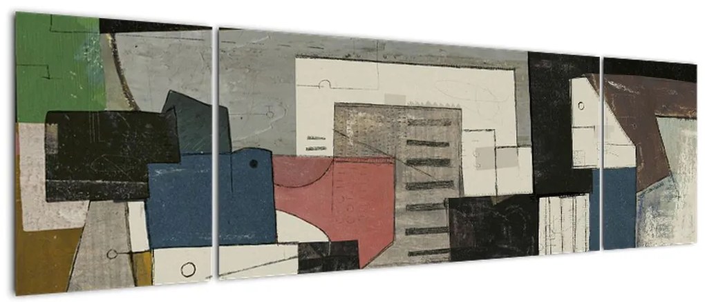 Obraz - Abstrakcja, kubizm (170x50 cm)