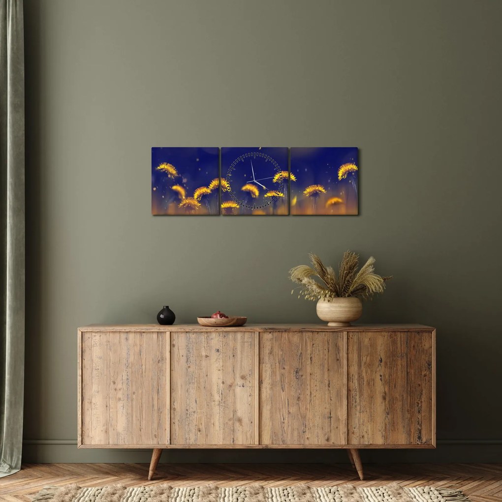 Obraz - Dmuchawce (z zegarem) (90x30 cm)