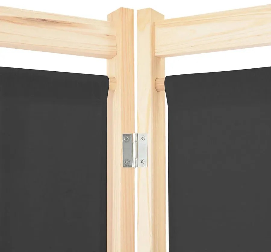 Szary 5 panelowy parawan z drewnianą ramą R8-B57