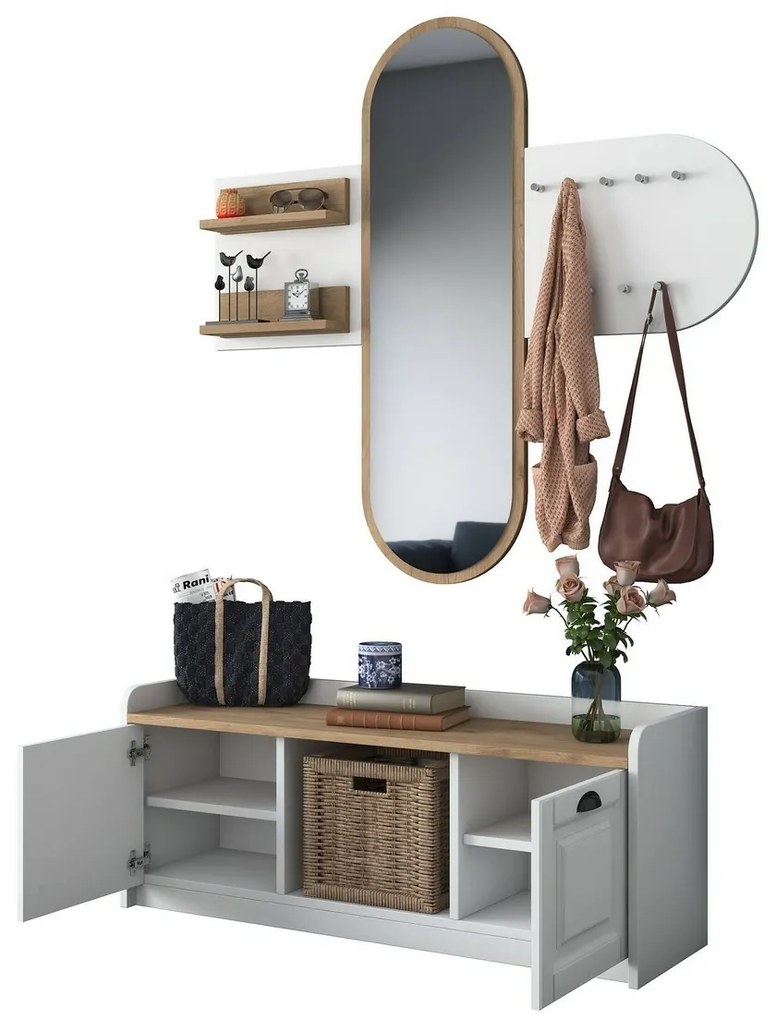 Zestaw do przedpokoju Ema White and Walnut