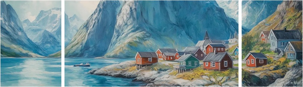 Obraz - Norweskie miasteczko (170x50 cm)