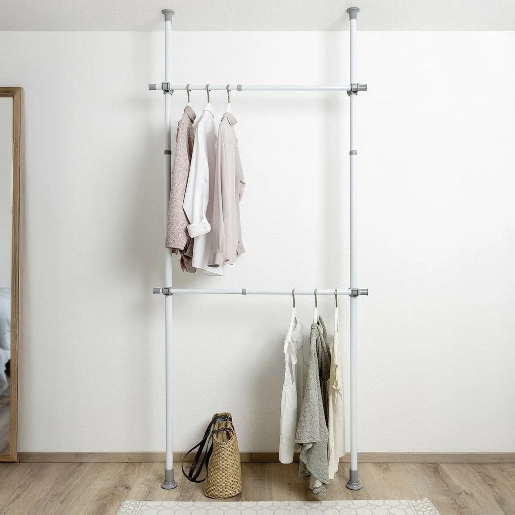 Wenko Zestaw 2 teleskopowych drążków poziomych Herkules, białe