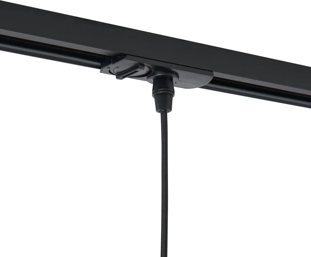 Nowoczesny system szynowy czarny z 3 lampami wiszącymi 1-fazowy - Iconic Lava
