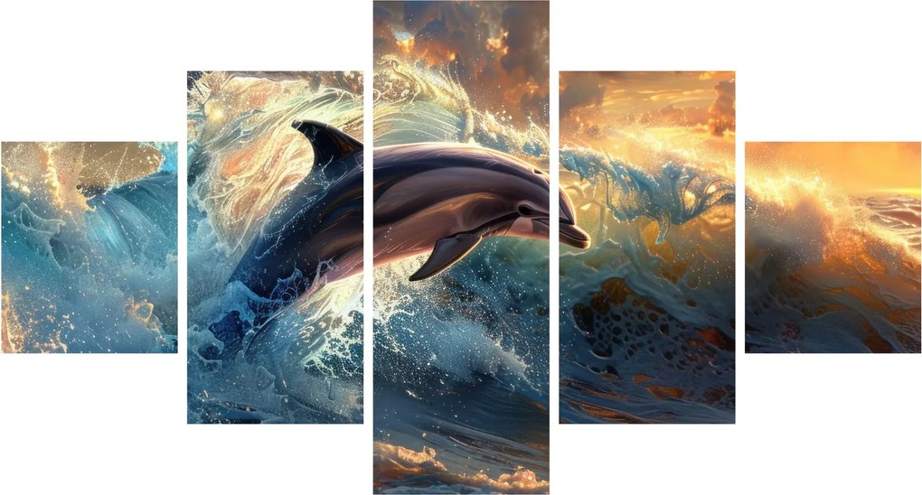 Obraz - Delfin, ilustracje (125x70 cm)