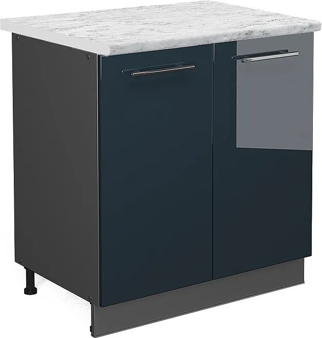 Szafka pod zlew ciemnoniebieski wysoki połysk 80x60x82 fame-line