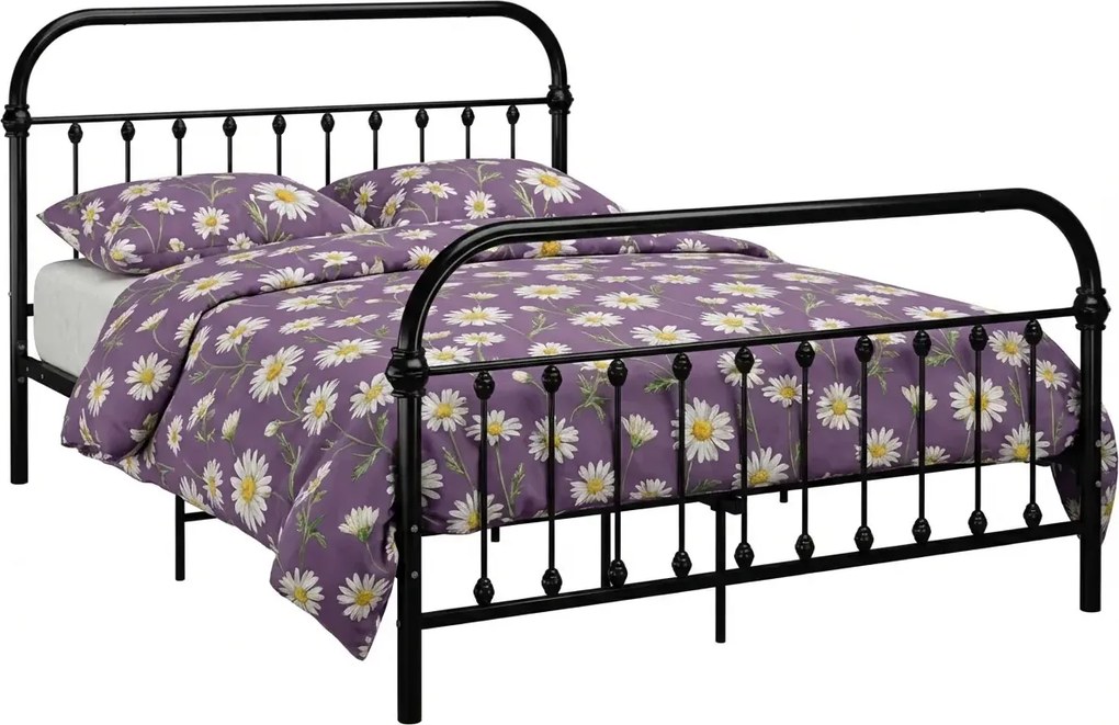 Czarne metalowe łóżko w stylu loft 140x200 cm - Etiosa