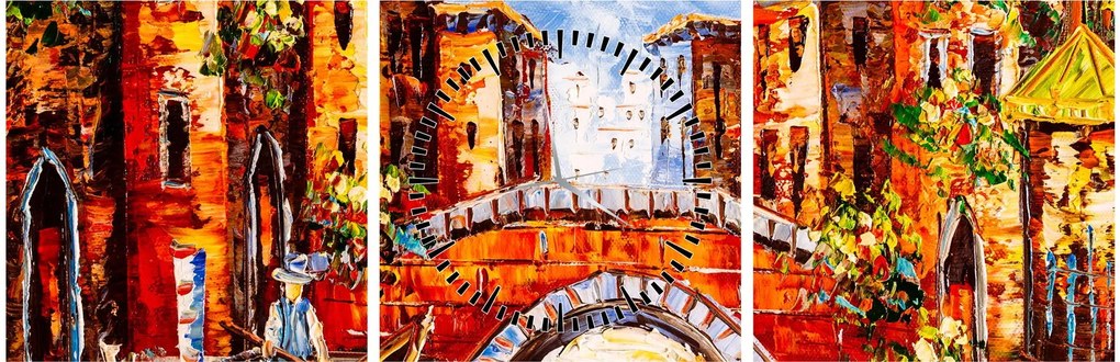Obraz - Obraz olejny przedstawiający miasto III. (z zegarem) (90x30 cm)