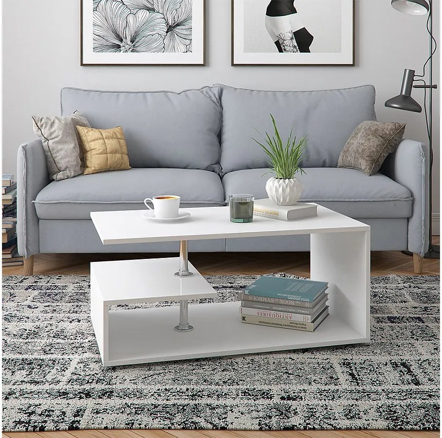 Stolik kawowy biały 91x52.6x41 guillermo