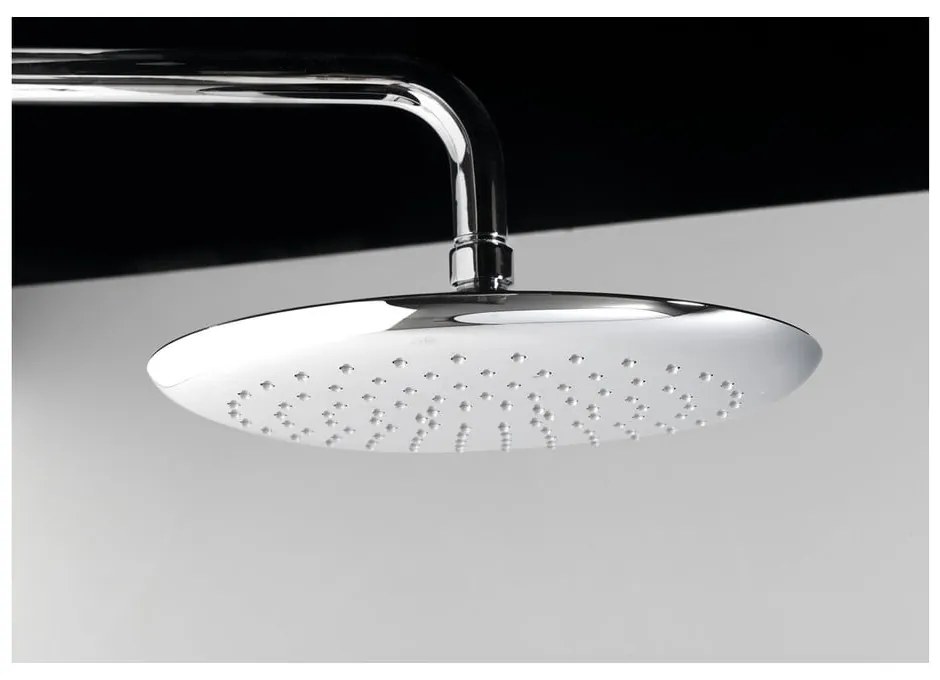 Zestaw prysznicowy z mosiądzu w kolorze srebra z połyskiem z baterią z termostatem, deszczownicą i słuchawką prysznicową 131 cm Solaris – Sapho