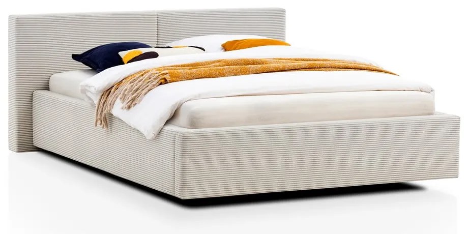 Beżowe tapicerowane łóżko dwuosobowe bez stelaża 140x200 cm Cube – Meise Möbel