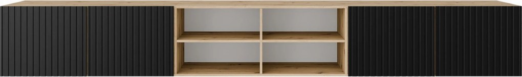 Szafka RTV wisząca LIVO 300 cm do Salonu pod Telewizor - Dąb artisan