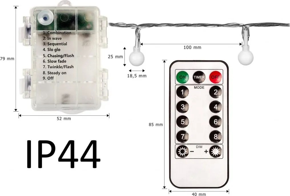 Imprezowe oświetlenie - 20m, 200LED, zimny biały, na baterie