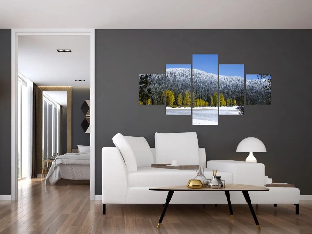 Obraz - ośnieżone góry zimą (125x70 cm)