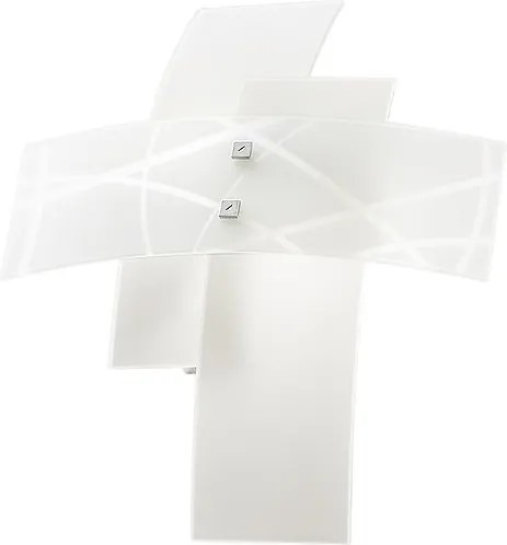 Frida - 2-punktowa lampa ścienna E14 ze szkła satynowego białego - chromowana rama, nowoczesny wzór krzyża, IP20, maks. 2 x 42 W, bez żarówek