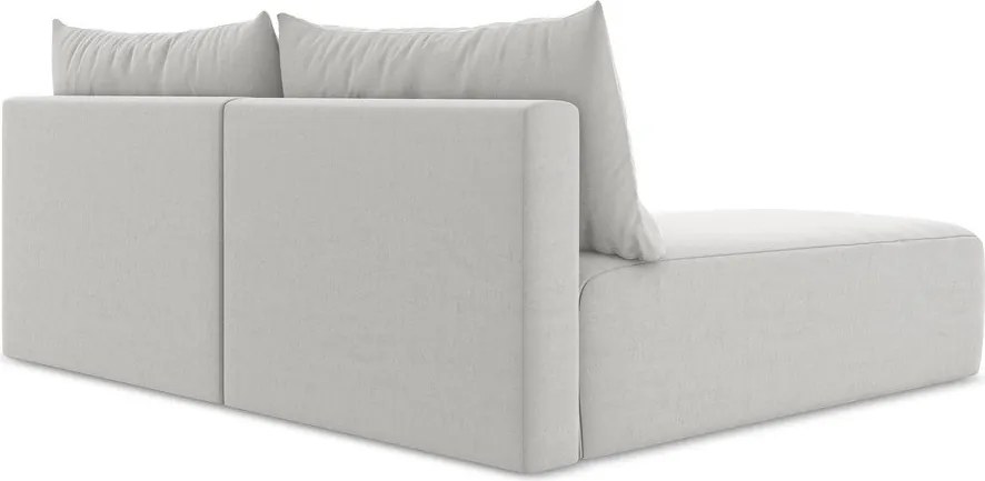 Jasnoszary aksamitny rozkładany narożnik ze schowkiem (lewostronny/z szezlongiem) Kalena – Makamii