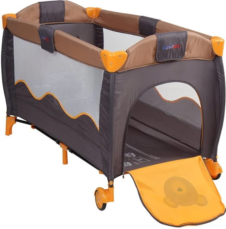 Łóżeczko turystyczne podróżne pomarańczowo-szare