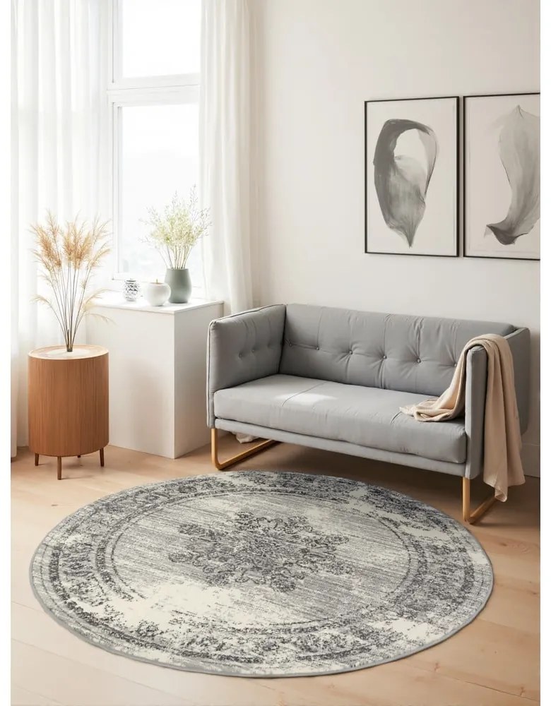 Szary/kremowy okrągły dywan ø 120 cm Gloria Lydia – Hanse Home