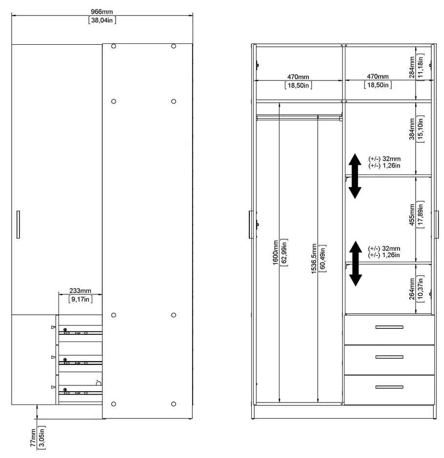 Szafa w dekorze dębu 99x200 cm Sprint – Tvilum