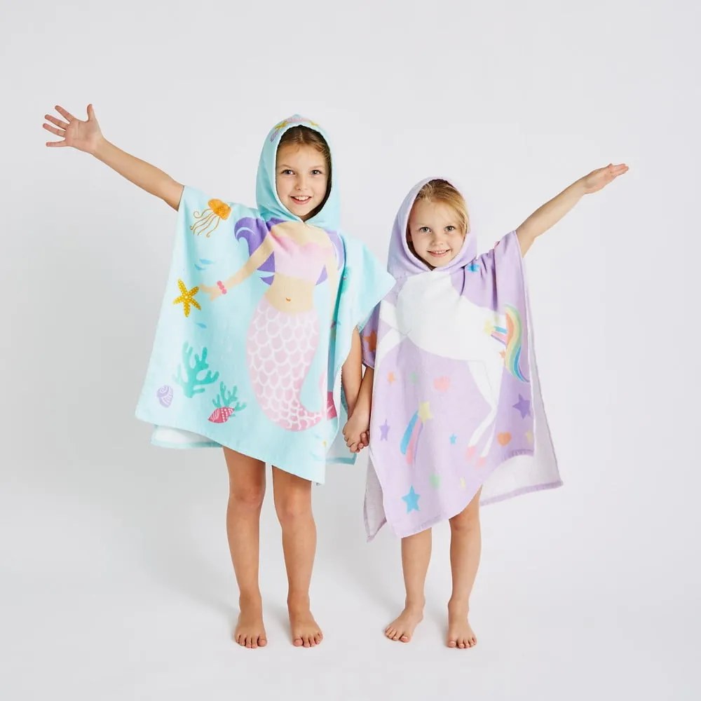 Fioletowe bawełniane ponczo dziecięce Unicorn – Catherine Lansfield