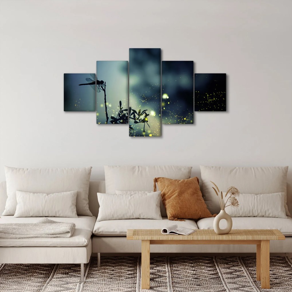 Obraz - Ważka w błyszczącej nocy (125x70 cm)