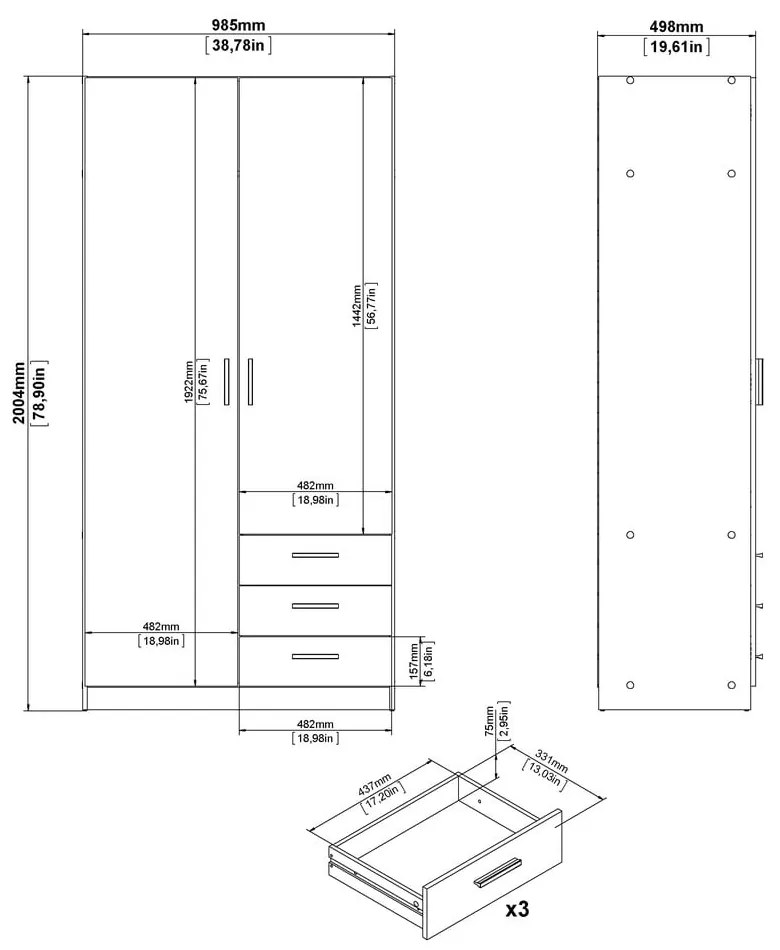 Szafa w dekorze dębu 99x200 cm Sprint – Tvilum