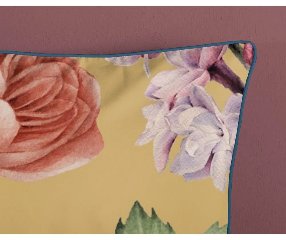 Pościel dwuosobowa z satyny bawełnianej w kolorze ochry 240x220 cm Fiori – Descanso