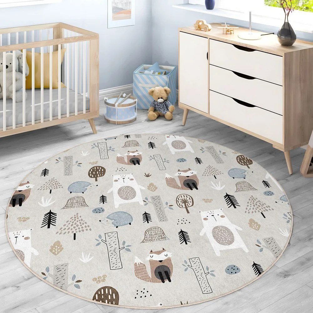 Dywan dziecięcy odpowiedni do prania ø120 cm Forest Friends – Mila Home
