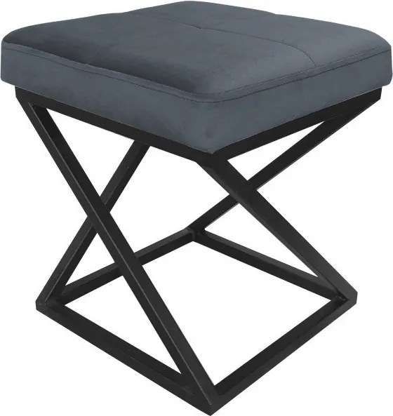 Pufa ZOA tkanina Welur loft ławka podnóżek metal : Kolor Stelaża - Czarny , Kolor tkaniny - VELVET - BL14, Typ tkaniny - Velvet