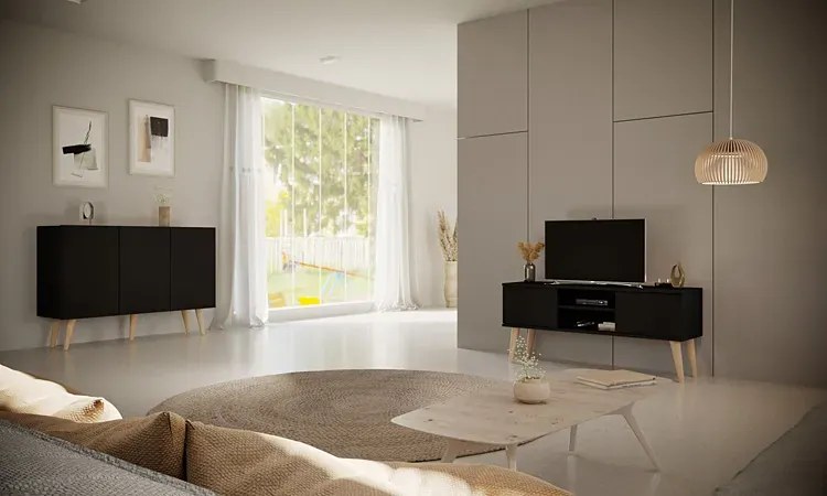 Czarna komoda na nóżkach A4-Z50