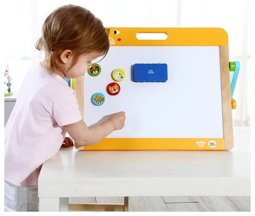 Tooky toy tablica edukacyjna 2w1 magnetyczna kredowa dla dzieci magnesy gąbka 6 el.
