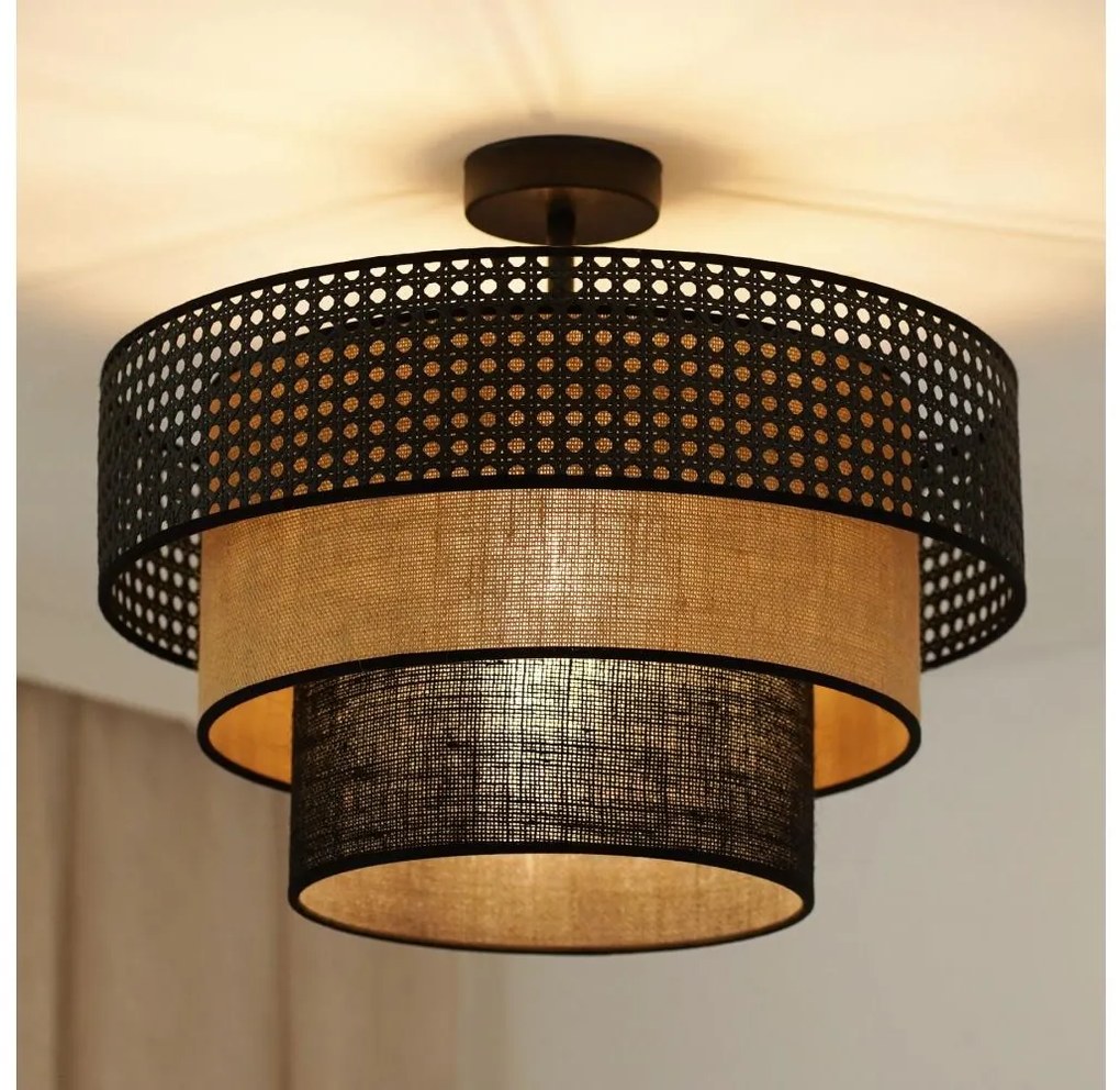 Brilagi - Lampa sufitowa DAKOTA LUNETA 1xE27/15W/230V Ø45 cm czarna/rattan