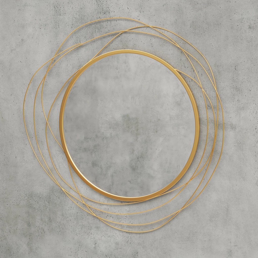 HOMCOM Dekoracja ścienne, okrągłe lustro ściennie, Metalowa Rama, Φ65 cm, Kolor: Złoty
